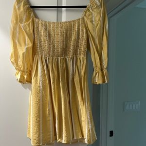 Yellow & white midi dress